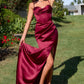 Satin Sweetheart Neckline Leg Slit Gown By Amoris T608 - Women Evening Formal Gown - Special Occasion