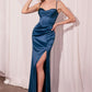 Satin Sweetheart Neckline Leg Slit Gown By Amoris T608 - Women Evening Formal Gown - Special Occasion