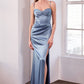 Satin Sweetheart Neckline Leg Slit Gown By Amoris T608 - Women Evening Formal Gown - Special Occasion