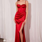Satin Sweetheart Neckline Leg Slit Gown By Amoris T608 - Women Evening Formal Gown - Special Occasion