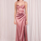 Satin Sweetheart Neckline Leg Slit Gown By Amoris T608 - Women Evening Formal Gown - Special Occasion
