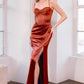 Satin Sweetheart Neckline Leg Slit Gown By Amoris T608 - Women Evening Formal Gown - Special Occasion