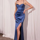 Satin Sweetheart Neckline Leg Slit Gown By Amoris T608 - Women Evening Formal Gown - Special Occasion