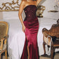 Beaded Satin Strapless Sheath Gown By Amoris T609 - Women Evening Formal Gown - Special Occasion