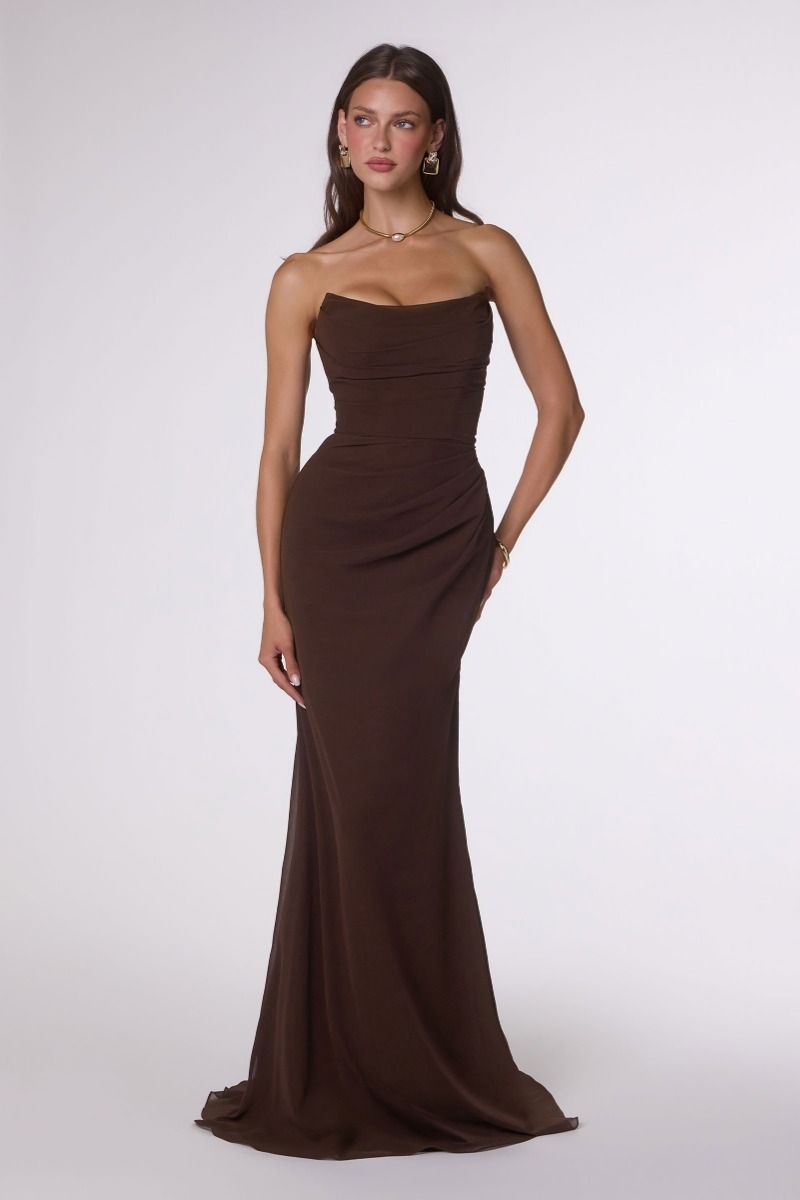 Chiffon Scoop Neckline Gown By Amoris T702 - Women Evening Formal Gown - Special Occasion