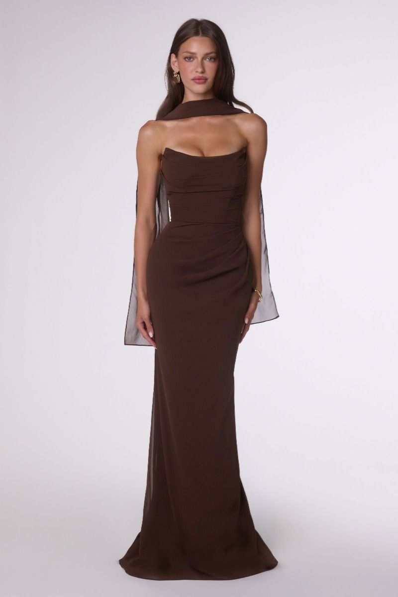 Chiffon Scoop Neckline Gown By Amoris T702 - Women Evening Formal Gown - Special Occasion