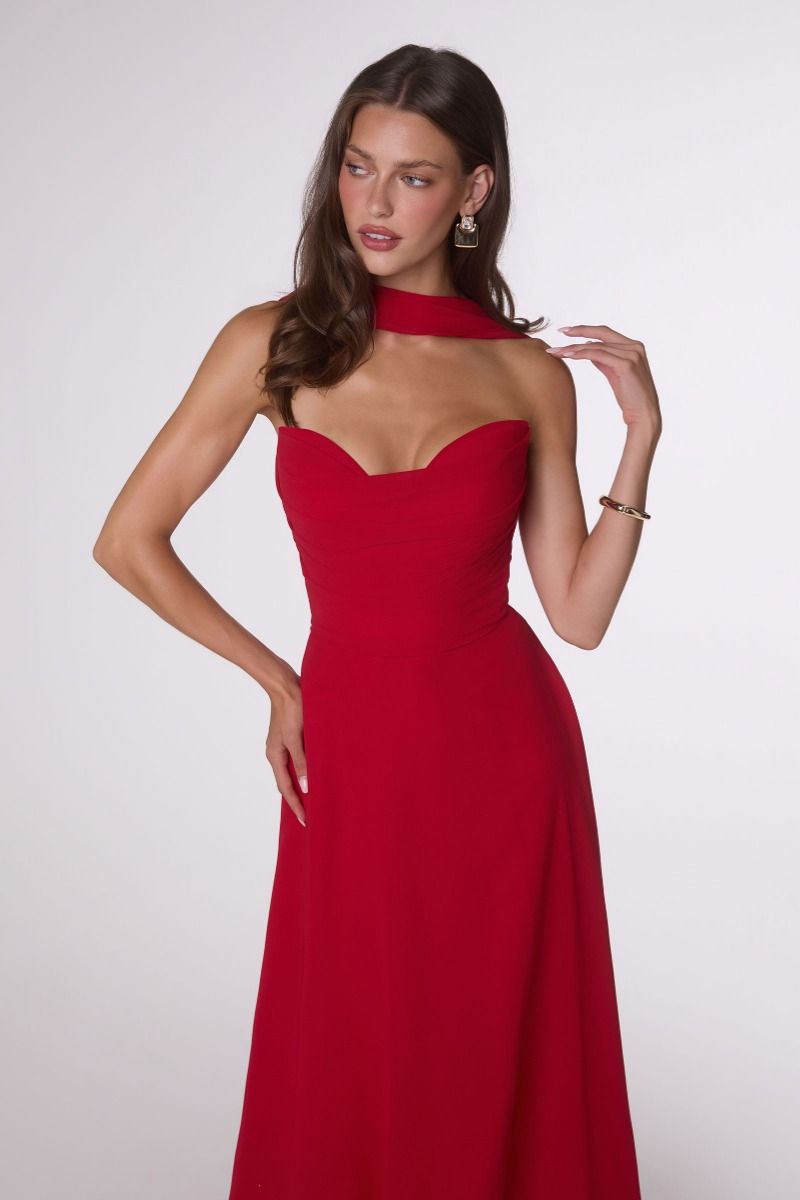 Strapless Cowl Neckline A-Line Gown By Amoris T703 - Women Evening Formal Gown - Special Occasion