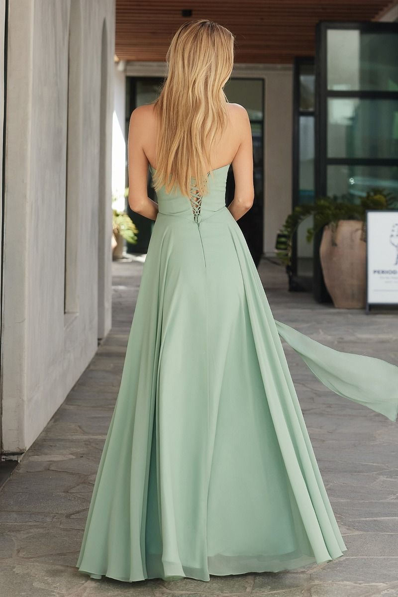 Strapless Cowl Neckline A-Line Gown By Amoris T703 - Women Evening Formal Gown - Special Occasion