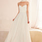 Strapless Chiffon Scoop Neck A-Line Bridal Gown by Amoris T703W