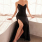 Strapless V Neckline Leg Slit Gown By Amoris T704 - Women Evening Formal Gown - Special Occasion
