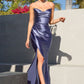 Strapless V Neckline Leg Slit Gown By Amoris T704 - Women Evening Formal Gown - Special Occasion
