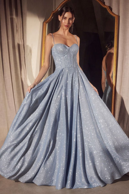 Amoris T706 Shimmering A Line Gown, Lt Blue / XXS Amoris T706 Shimmering A Line Gown, Lt Blue / XXS