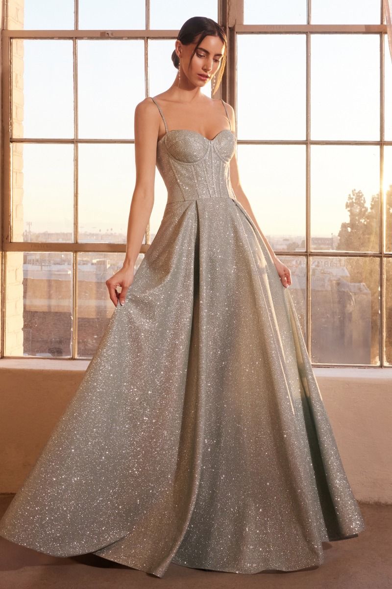 Amoris T706 Shimmering A Line Gown, Sage / M Amoris T706 Shimmering A Line Gown, Sage / M
