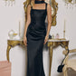 Smooth Satin Draped Neckline Gown By Amoris T729 - Women Evening Formal Gown - Special Occasion