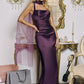 Smooth Satin Draped Neckline Gown By Amoris T729 - Women Evening Formal Gown - Special Occasion