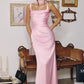 Smooth Satin Draped Neckline Gown By Amoris T729 - Women Evening Formal Gown - Special Occasion