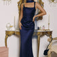 Smooth Satin Draped Neckline Gown By Amoris T729 - Women Evening Formal Gown - Special Occasion