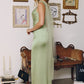 Smooth Satin Draped Neckline Gown By Amoris T729 - Women Evening Formal Gown - Special Occasion