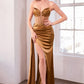 Strapless Fit & Flare Deep V-Neck Gown By Amoris T811 - Women Evening Formal Gown - Special Occasion