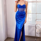 Satin Fitted Sheer Corset Sweetheart Neck Gown By Amoris T812 - Women Evening Formal Gown - Special Occasion