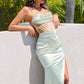 Satin Fitted Sheer Corset Sweetheart Neck Gown By Amoris T812 - Women Evening Formal Gown - Special Occasion