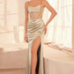 Satin Fitted Sheer Corset Sweetheart Neck Gown By Amoris T812 - Women Evening Formal Gown - Special Occasion
