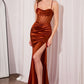Satin Fitted Sheer Corset Sweetheart Neck Gown By Amoris T812 - Women Evening Formal Gown - Special Occasion