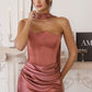 Strapless Satin Sheath Gown By Amoris T816 - Women Evening Formal Gown - Special Occasion