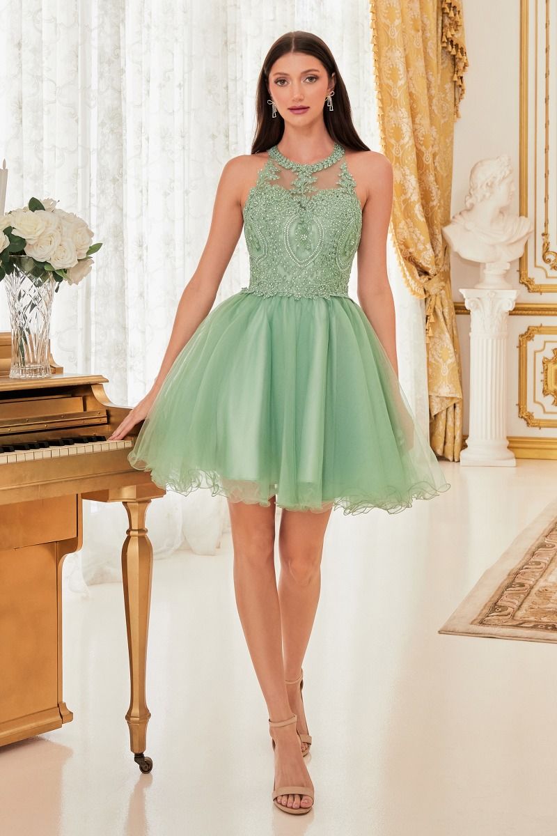 Halter Tulle layered Short Cocktail dress by Cinderella Divine - UJ0119