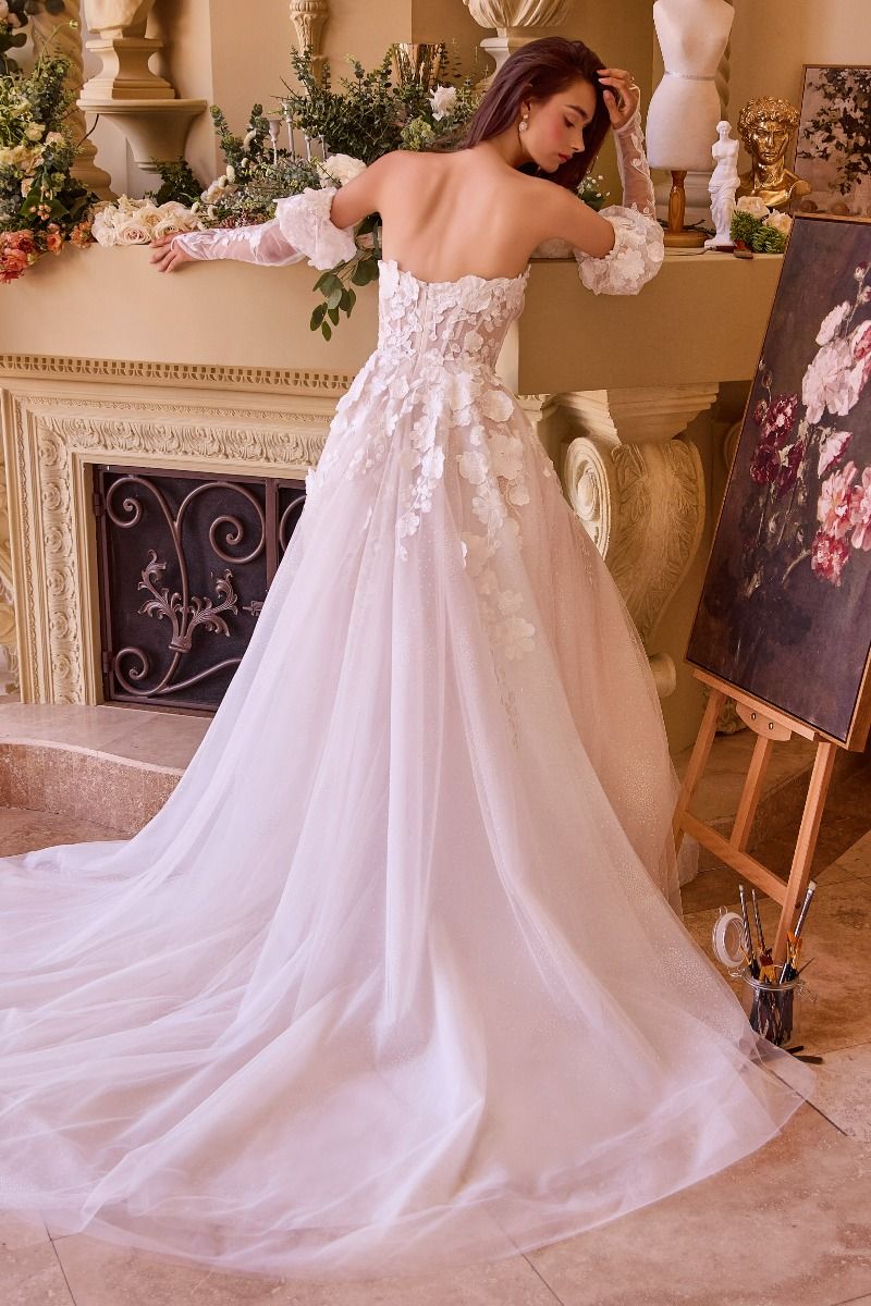 Andrea and Leo WL017 - Applique A-Line Bridal Gown 18 / Off White-Nude