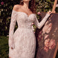 Off The Shoulder Long Sleeve Short Bridal Dress by Andrea and Leo WL021