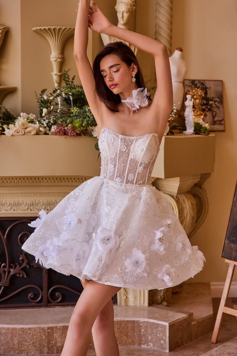 Strapless Scoop Neckline Bridal Short Dress by Andrea and Leo WL025 - Special Occasion