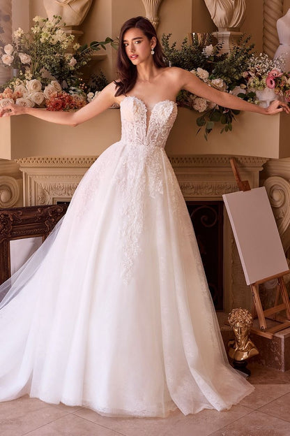 Strapless Layered Tulle and Lace Bridal Gown by Andrea and Leo WL037
