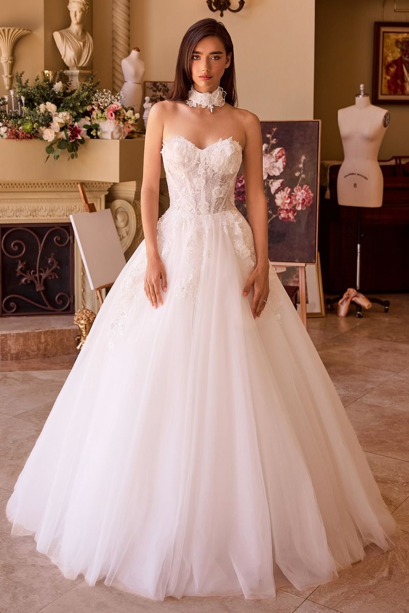 Strapless Sweetheart Neckline Lace & Tulle Bridal Gown by Andrea and Leo WL041 - Special Occasion