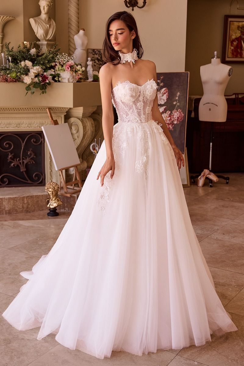Strapless Sweetheart Neckline Lace & Tulle Bridal Gown by Andrea and Leo WL041 - Special Occasion