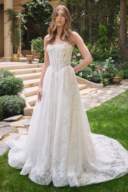Scoop Neckline A-Line Bridal Gown by Andrea & Leo Couture WL069