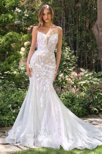 Strapless Fitted Mermaid Bridal Gown by Andrea and Leo WL088