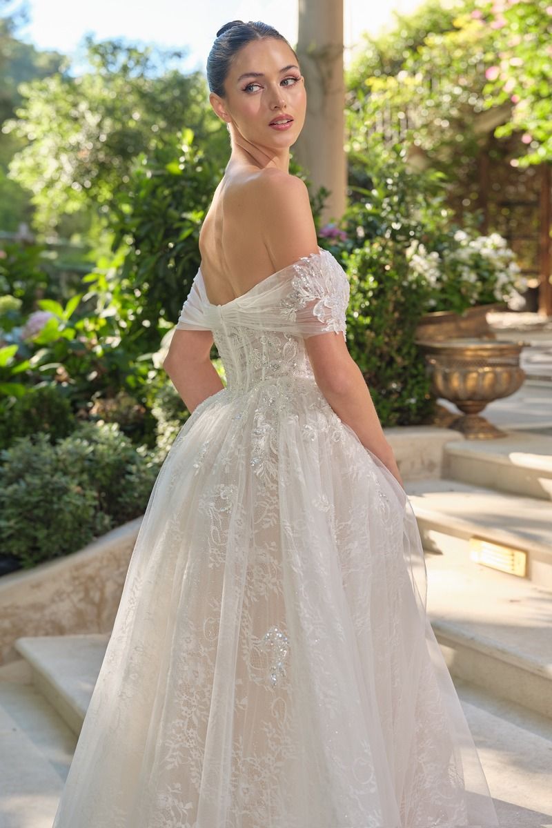 3D Floral Applique A-Line Bridal Gown by Andrea & Leo Couture WL090