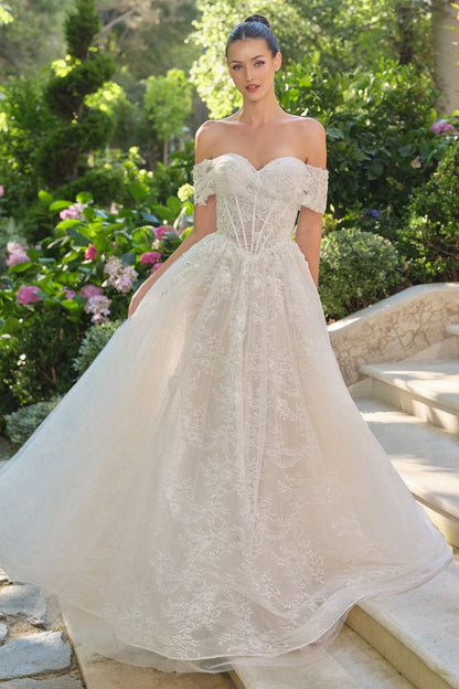 3D Floral Applique A-Line Bridal Gown by Andrea & Leo Couture WL090