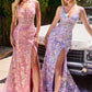 Sequin Embroidery Leg Slit Gown By Ladivine Y038 - Women Evening Formal Gown - Special Occasion