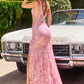 Sequin Embroidery Leg Slit Gown By Ladivine Y038 - Women Evening Formal Gown - Special Occasion