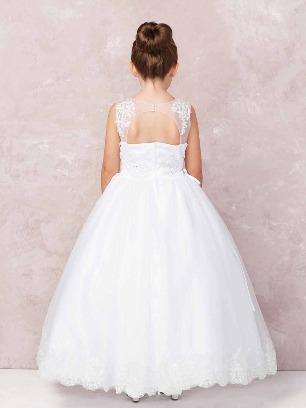 Flower Girl Dress with Lace Bodice with Lace Hem by TIPTOP KIDS - AS1182X