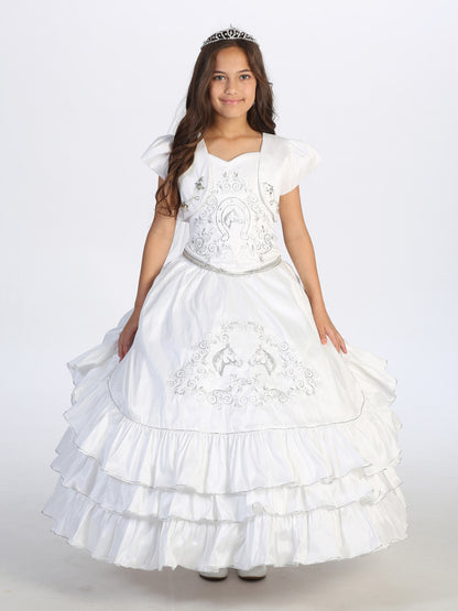 Flower Girl Dress with Sweetheart Bodice and Ruffle Hem by TIPTOP KIDS - AS1187