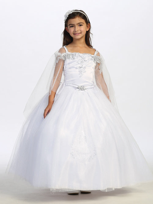 Flower Girl Off Shoulder Lace Applique Bodice Dress by TIPTOP KIDS - AS1192