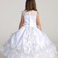 Flower Girl Dress - Satin Bodice and Layered Ruffle Skirt by TIPTOP KIDS - AS1205