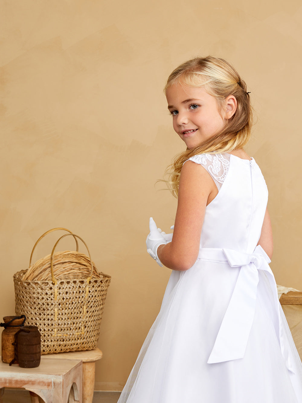 Flower Girl Dress - Lace Applique Bodice with Tulle by TIPTOP KIDS - AS1206