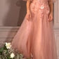 Strapless Glitter Tulle Gown with Puff Sleeve by Cinderella Divine CD0191C- Curves