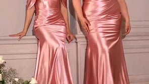 Satin Strapless Fitted Gown by Cinderella Divine CH163 - Special