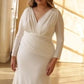 Fitted Long Sleeve Satin Bridal Gown by Ladivine  CD0169C