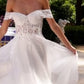 Off the Shoulder Lace Sheer Bodice A-line Bridal Gown by Cinderella Divine CD961W
